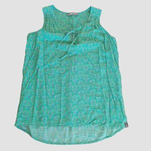 The North Face Womens Tank Top Shirt Green Geometric Sleeveless Outdoors Hiking